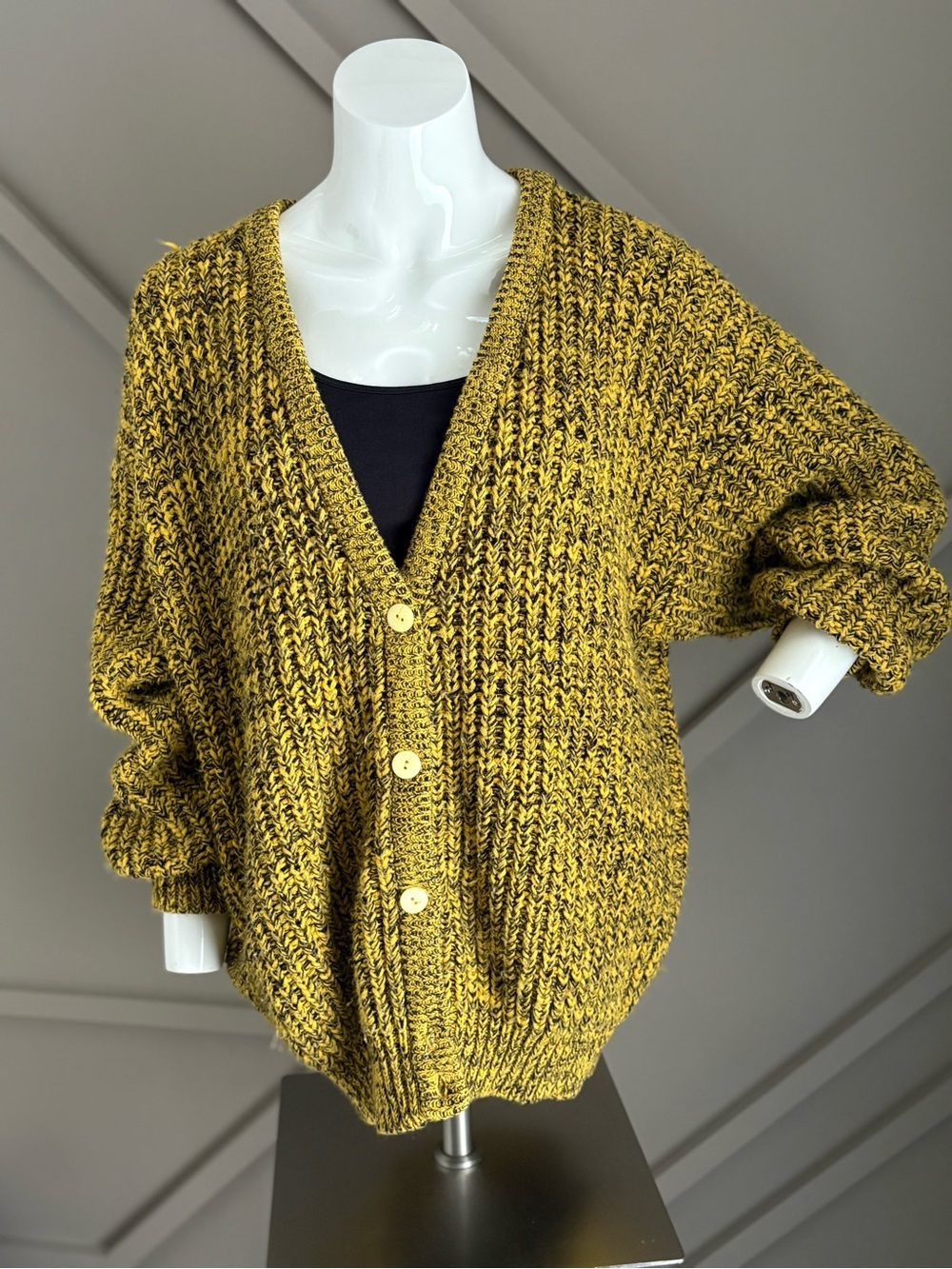 Vintage Sweet Baby Jane Mustard Marled Button-Front Cardigan
